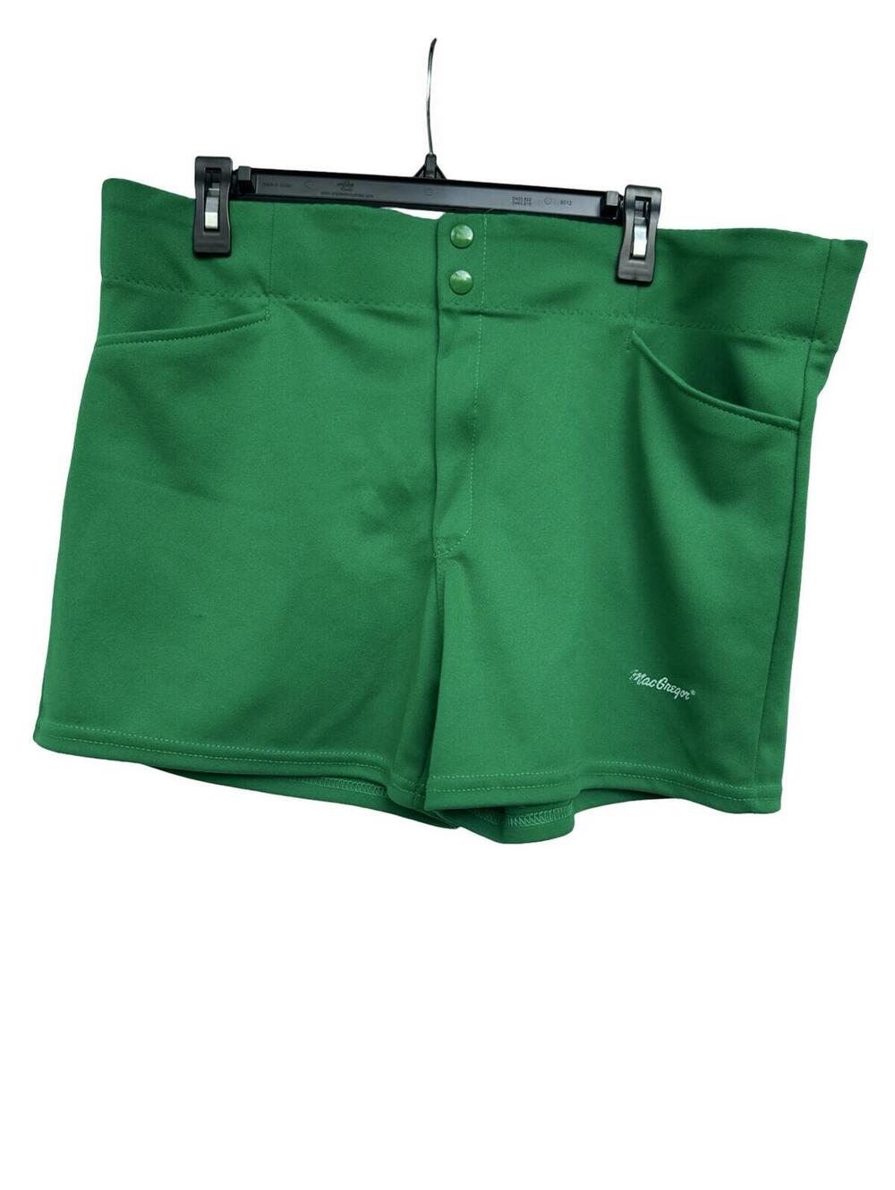 Vintage MacGregor Coach Shorts Green Snap Front Athletic USA Size 40 XL